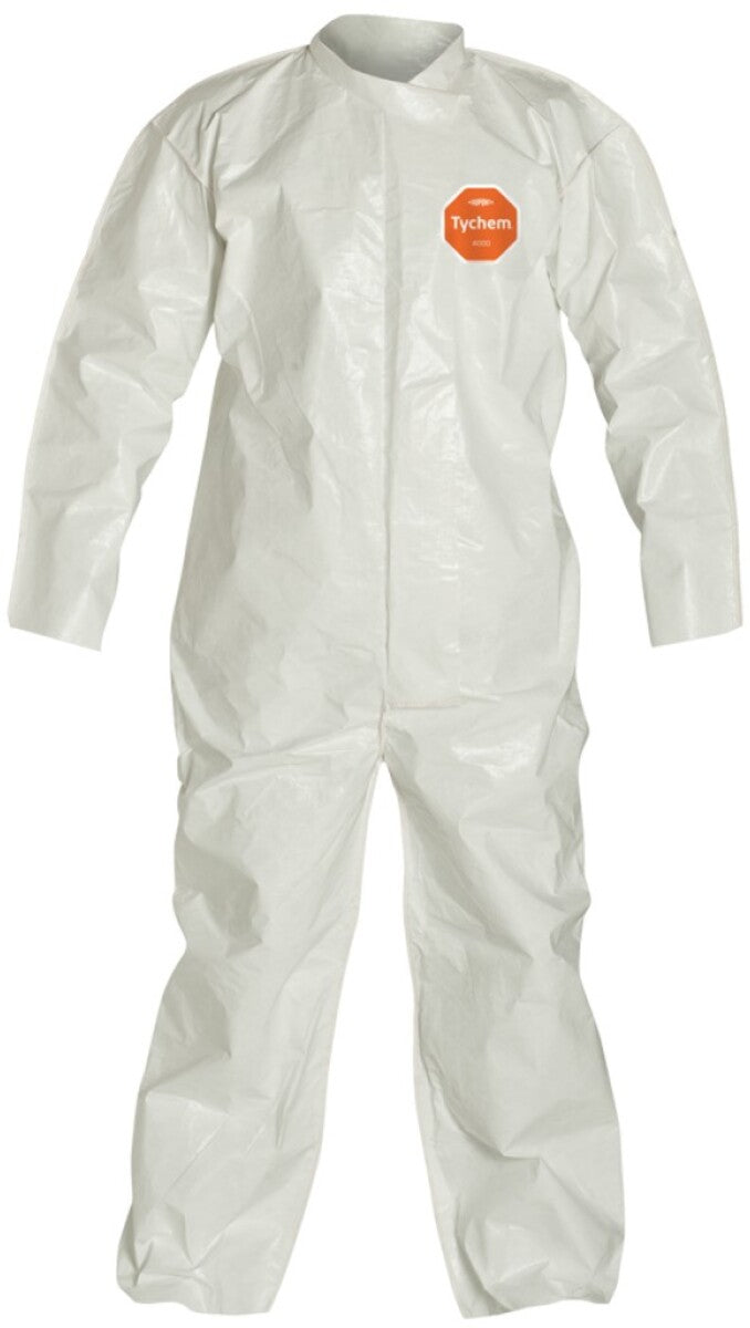 DuPont White Tychem® 4000 12 mil Chemical Protective Coveralls (With Open Wrists And Ankles)