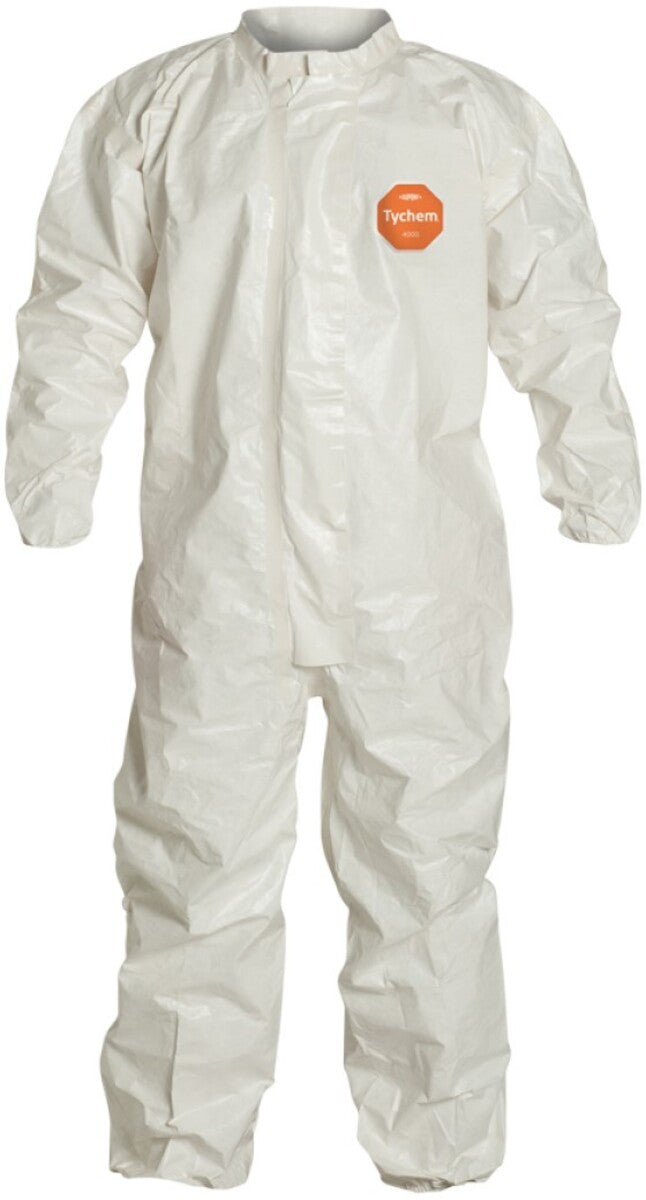 DuPont White Tychem® 4000 12 mil Chemical Protective Coveralls (With Elastic Wrists And Ankles)