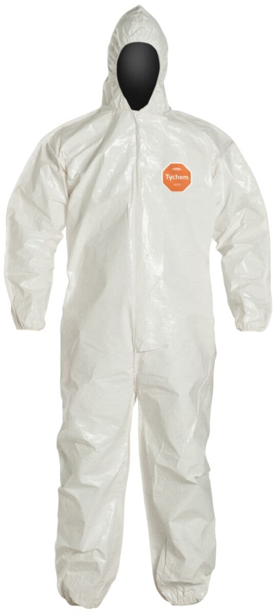DuPont White Tychem® 4000 12 mil Chemical Protective Coveralls (With Hood, Elastic Wrists And Ankles) 12 Case