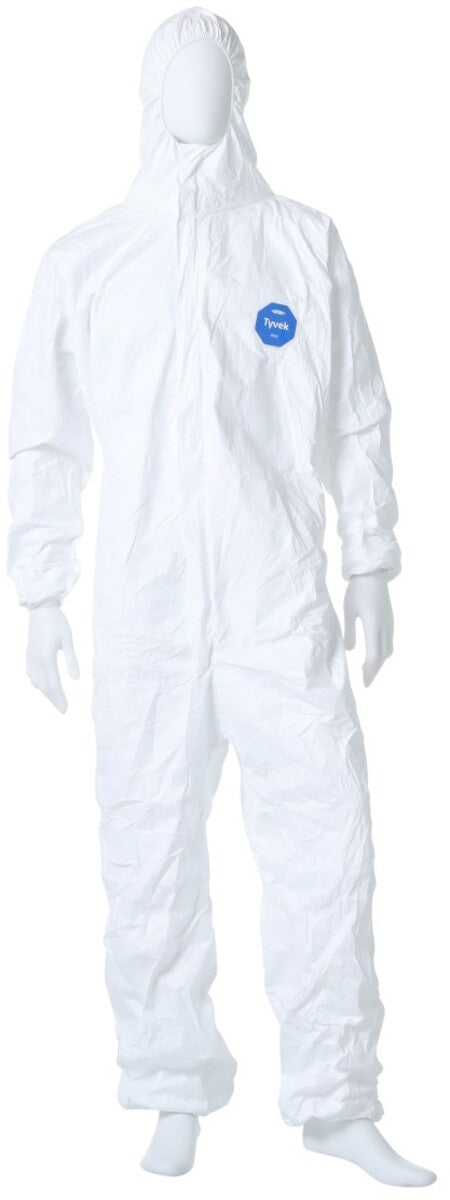 DuPont White Tyvek® 400 5.9 mil Chemical Protective Coveralls (With Respirator Fitting Hood, Elastic Wrists And Ankles)