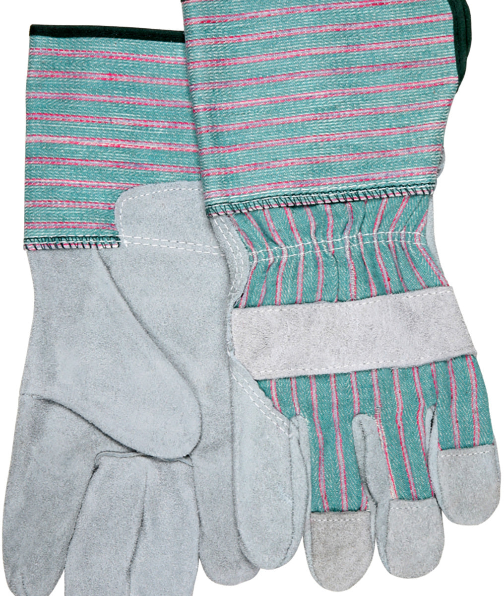 MCR Safety X-Large Gray Split Leather Palm Gloves With Cotton Poly Back And Gauntlet Cuff