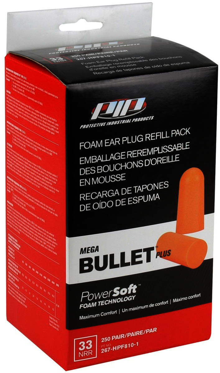Protective Industrial Products Mega Bullet™ Plus Polyurethane Foam Uncorded Earplugss