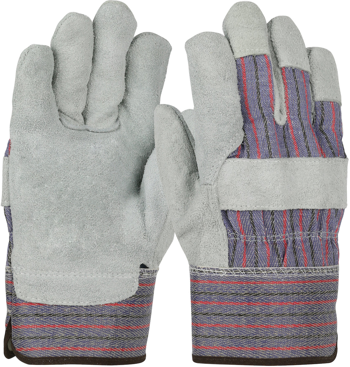 Memphis Glove Large Economy Grade Shoulder Leather Palm Gloves With Fabric Back And Rubberized Safety Cuff