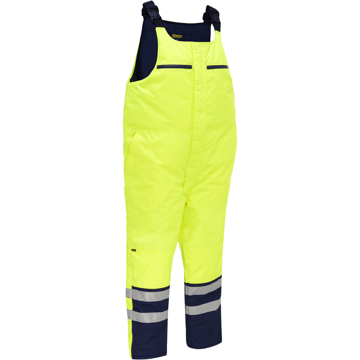 Protective Industrial Products Hi-Viz Yellow And Navy Sorona® Aura Lined 300 Denier Polyester Ripstop Bisley® Overalls