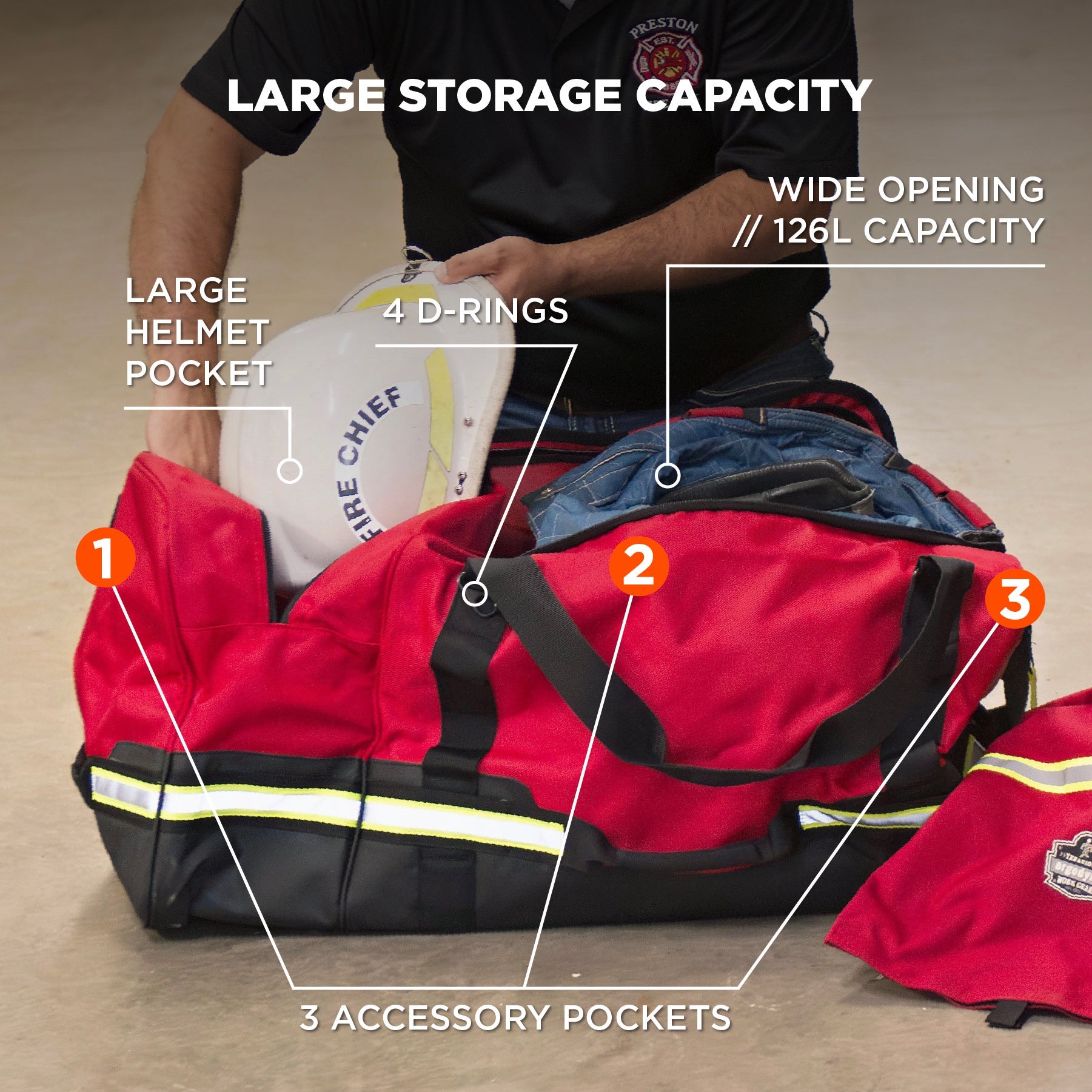 Erogdyne - Arsenal 5008 Firefighter Turnout Bag - Work Gear Duffel Bag, 126L