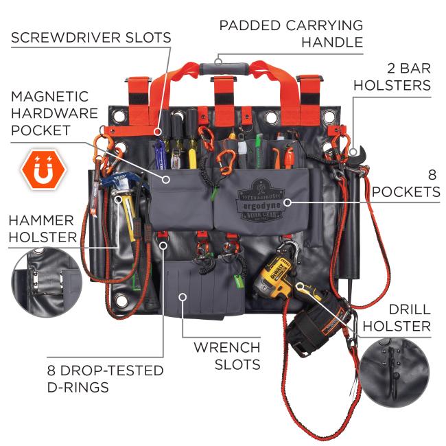 Ergodyne - Arsenal 5711 Bucket Truck Tool Board with Locking Aerial Bucket Hooks Kit