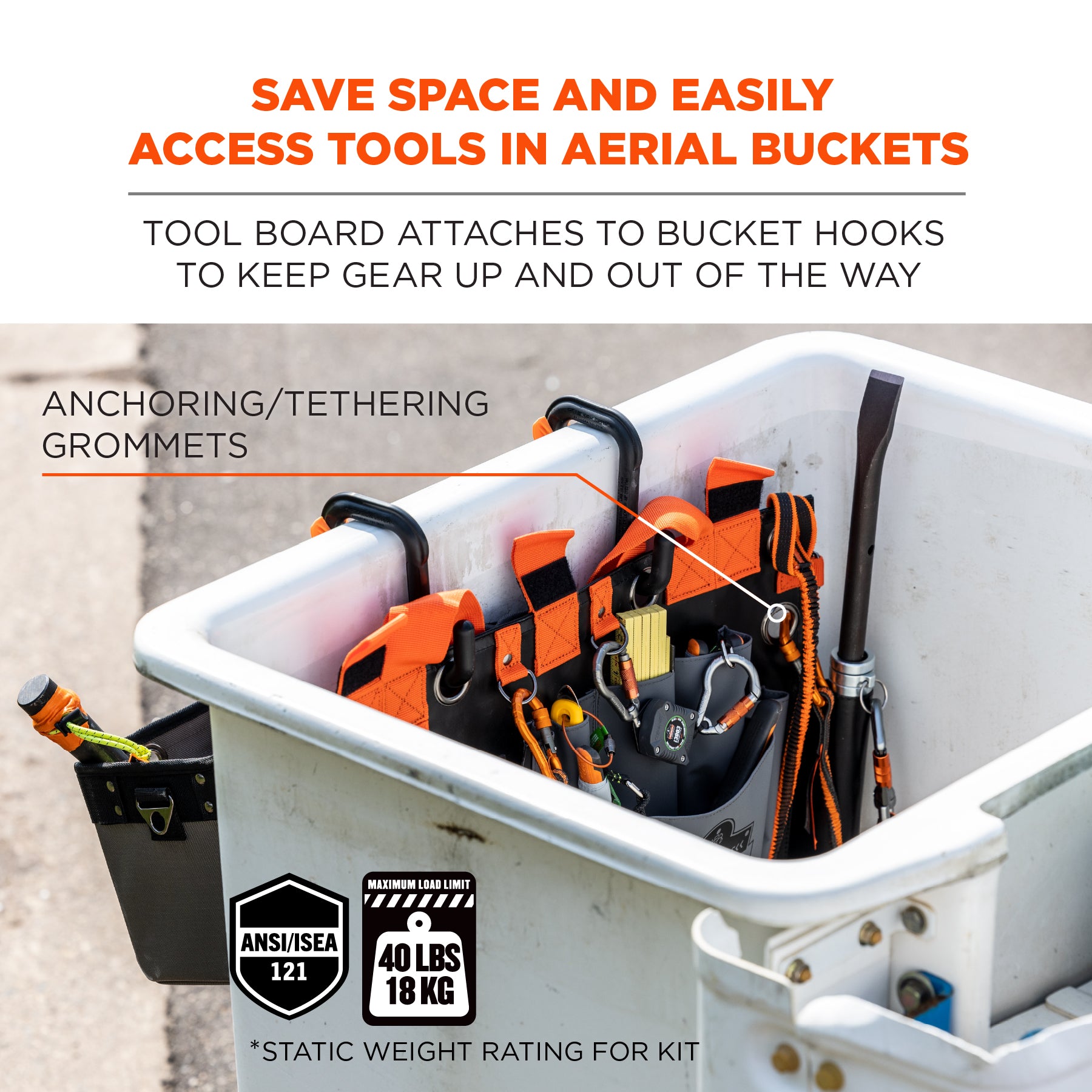Ergodyne - Arsenal 5711 Bucket Truck Tool Board with Locking Aerial Bucket Hooks Kit