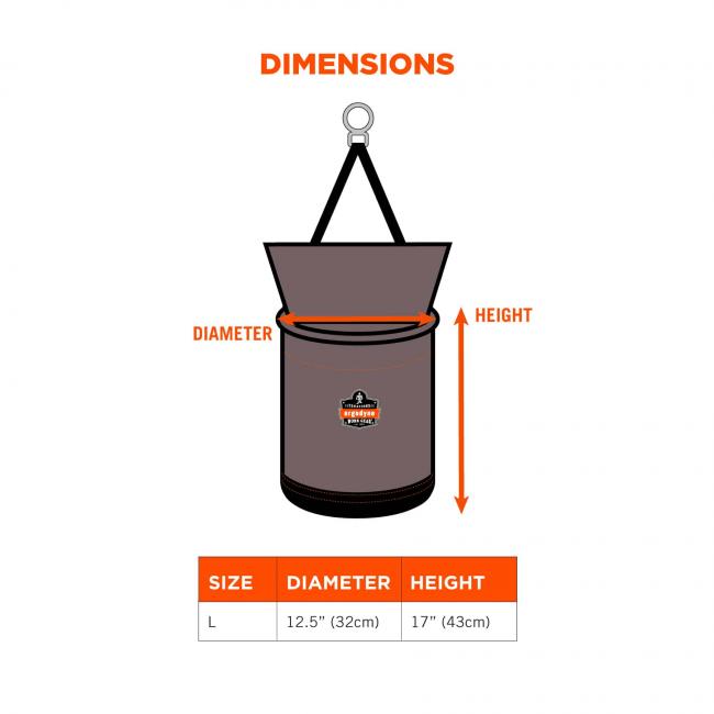Arsenal 5973 Large Nylon Hoist Bucket Tool Bag - D-Rings, Zipper Top