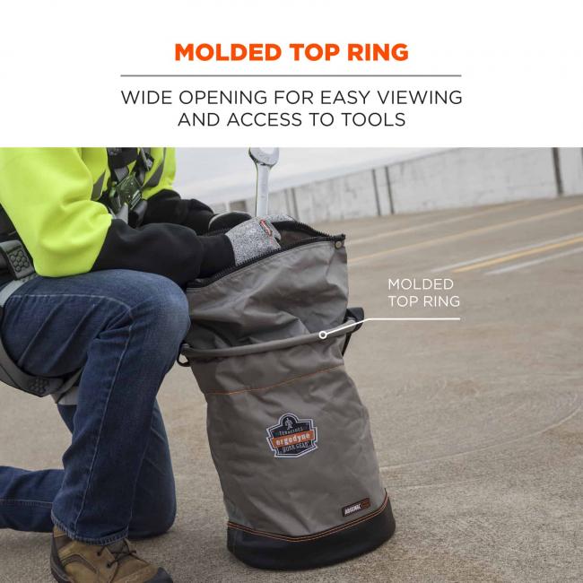 Arsenal 5973 Large Nylon Hoist Bucket Tool Bag - D-Rings, Zipper Top