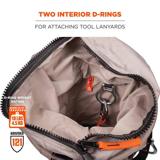 Arsenal 5973 Large Nylon Hoist Bucket Tool Bag - D-Rings, Zipper Top