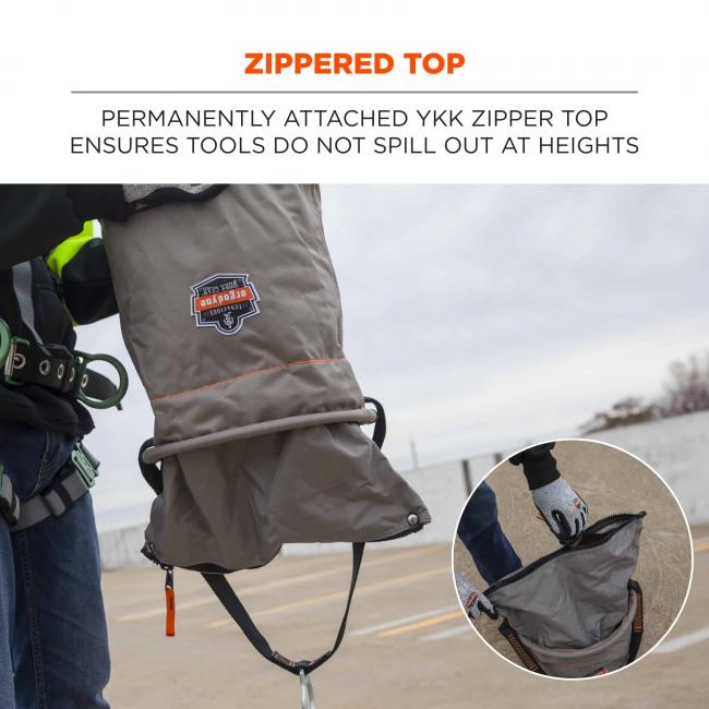 Arsenal 5973 Large Nylon Hoist Bucket Tool Bag - D-Rings, Zipper Top