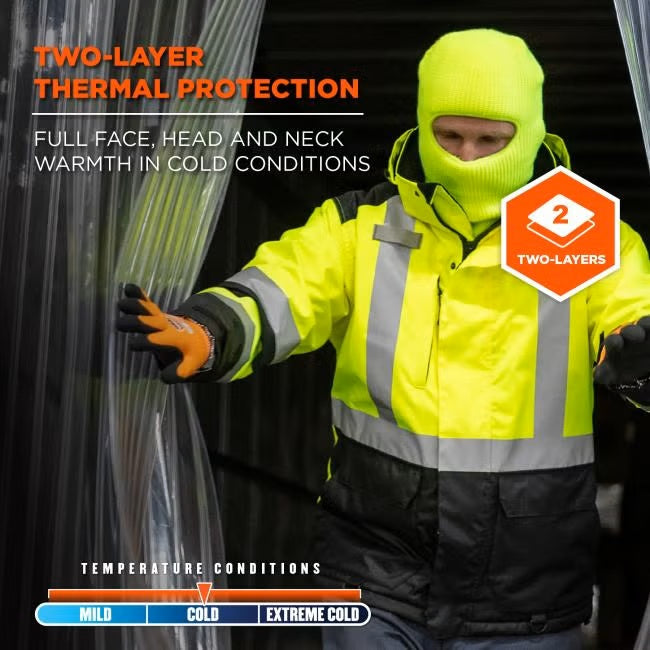 Ergodyne -  N-Ferno 6829 Freezer Balaclava Face Mask - 2-Layer, Acrylic Rib Knit