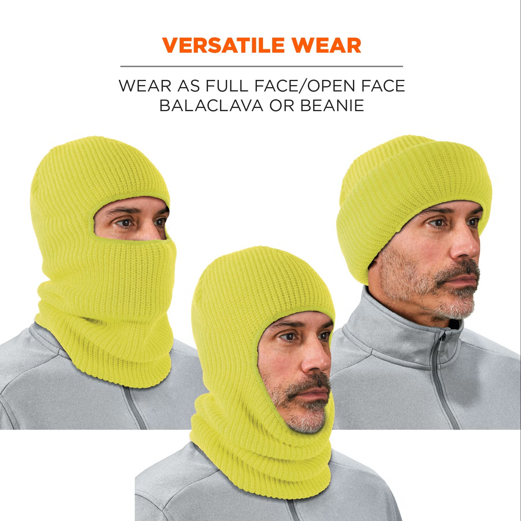 Ergodyne -  N-Ferno 6829 Freezer Balaclava Face Mask - 2-Layer, Acrylic Rib Knit