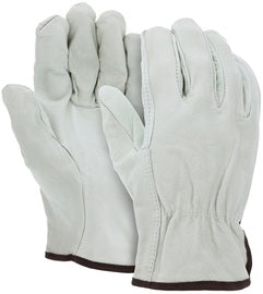 MCR Safety Large White Table Grade Grain Cowhide Unlined Drivers Gloves