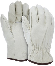 MCR Safety Large White Economy Grain Pigskin Leather Unlined Drivers Gloves