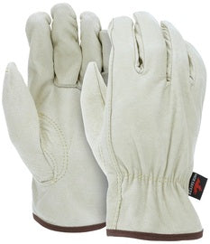 MCR Safety Large White Premium Grain Pigskin Leather Unlined Drivers Gloves