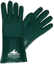 MCR Safety Large Green Jersey Lined PVC Chemical Resistant Gloves