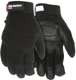 MCR Safety X-Large Black Goatskin Full Finger Mechanics Gloves With Hook and Loop Cuff