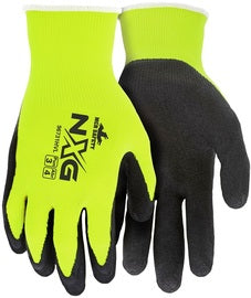 MCR Safety Black And Hi-Vis Green Nylon Polyester Full Finger Mechanics Gloves With Knit Wrist