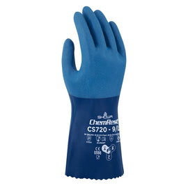 SHOWA® Blue Polyester Lined Nitrile Chemical Resistant Gloves