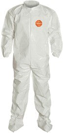 DuPont White Tychem® 4000 12 mil Chemical Protective Coveralls (With Elastic Wrists And Attached Socks)