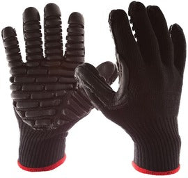 IMPACTO® Black Cotton/Chloroprene Full Finger Anti-Vibration Gloves With Slip-On Cuff