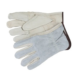 MCR Safety 2X Beige And Gray Industry Grain Cowhide Unlined Drivers Gloves