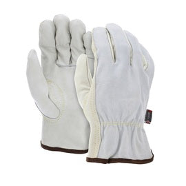 MCR Safety 2X Beige And Gray Industry Grade Grain Leather Unlined Drivers Gloves