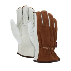 MCR Safety Medium Beige And Brown Industry Grain Cowhide Unlined Drivers Gloves