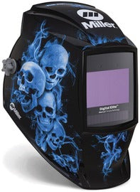 Miller Digital Elite Black/Blue/White Welding Helmet Variable Shades 2.5, 5-8, 8-13 Auto Darkening Lens ClearLight 4x