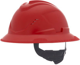 MSA Red V-Gard® C1™ HDPE Full Brim Hard Hat With 4 Point Ratchet Suspension