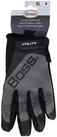 Protective Industrial Products Gray Boss® Utility Synthetic Leather And Spandex Full Finger Mechanics Gloves With Hook and Loop Cuff