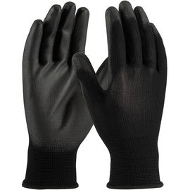 Protective Industrial Products Large 13 Gauge Black Polyurethane Palm & Fingers Coated Polyester Liner And Knit Wrist Cuff