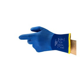 Ansell Size 10 Blue AlphaTec Knitted Cotton Lined Gauge 13 PVC Chemical Resistant Gloves, 6 Pairs/Bag