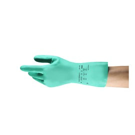 Ansell Green AlphaTec Solvex 37-175 Cotton Flocking Chemical Resistant Gloves