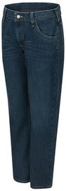Bulwark® 34 X 29 Sanded Denim Cotton/Polyester/Spandex Straight Fit Flame Resistant Jeans With Zipper Closure