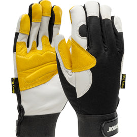 RADNOR™ Cowhide/Goatskin And Spandex Full Finger Mechanics Gloves With Hook And Loop Cuff