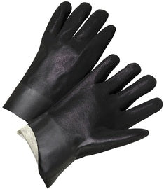 RADNOR™ Black Interlock Lined Supported PVC Chemical Resistant Gloves With Sandpaper Finish