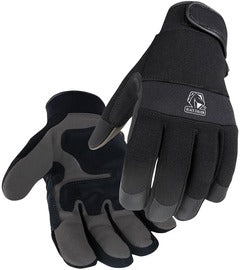Black Stallion® Gray And Black PVC And Spandex And Synthetic Leather And Neoprene Full Finger Economy Mechanics Gloves With Short Cuff