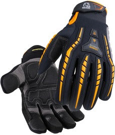 Black Stallion® Black And Orange ToolHandz® LYCRA® And PVC And Spandex And Synthetic Leather And TPR And Neoprene Full Finger Mechanics Gloves With Neoprene Pull Tab Cuff