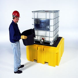 UltraTech 62" X 62" X 28" Ultra-IBC Spill Pallet Plus® Yellow Polyethylene With Drain