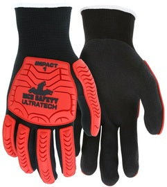 MCR Safety Medium Red And Black Nylon Full Finger Mechanics Gloves With Knit Wrist