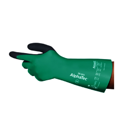 Ansell Green AlphaTec® 58-005 Nylon Lined Supported Neoprene And Nitrile Chemical Resistant Gloves