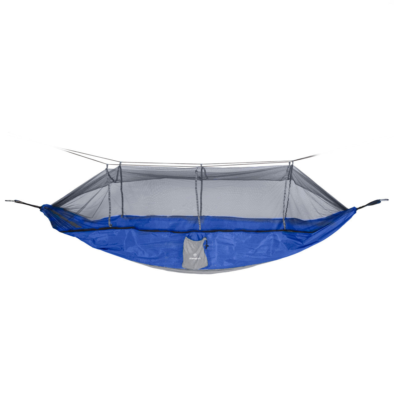 STANSPORT - PACKABLE NYLON HAMMOCK WITH MOSQUITO NETTING 102X54IN-BLUE