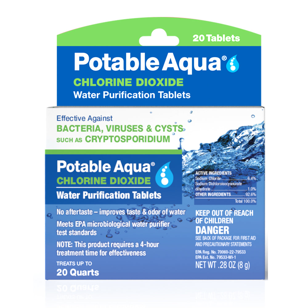 Potable Aqua Chlorine Dioxide Tablets- 20 Pack-eSafety Supplies, Inc