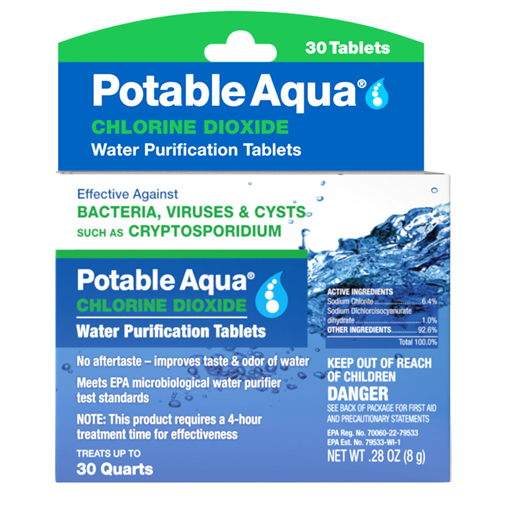 Potable Aqua Chlorine Dioxide Tablets- 30 Pack-eSafety Supplies, Inc