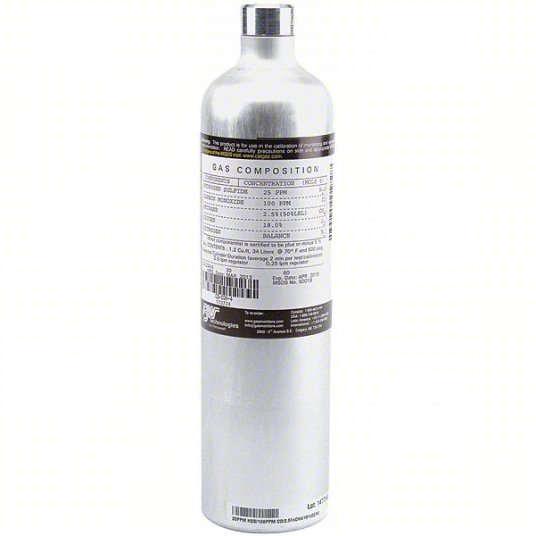 HONEYWELL CYLINDER GAS CALIBRATION 34 LITER CH4 2.5% O2 18% H2S 25PPM CO 100PPM BALANCE N2