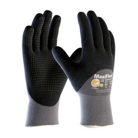Protective Industrial Products 2X MaxiFlex® Endurance by ATG® 15 Gauge Black And Microdot Nitrile Palm, Finger And Knuckles Coated Work Gloves With Gray Nylon And Lycra® Liner And Continuous Knit Wrist