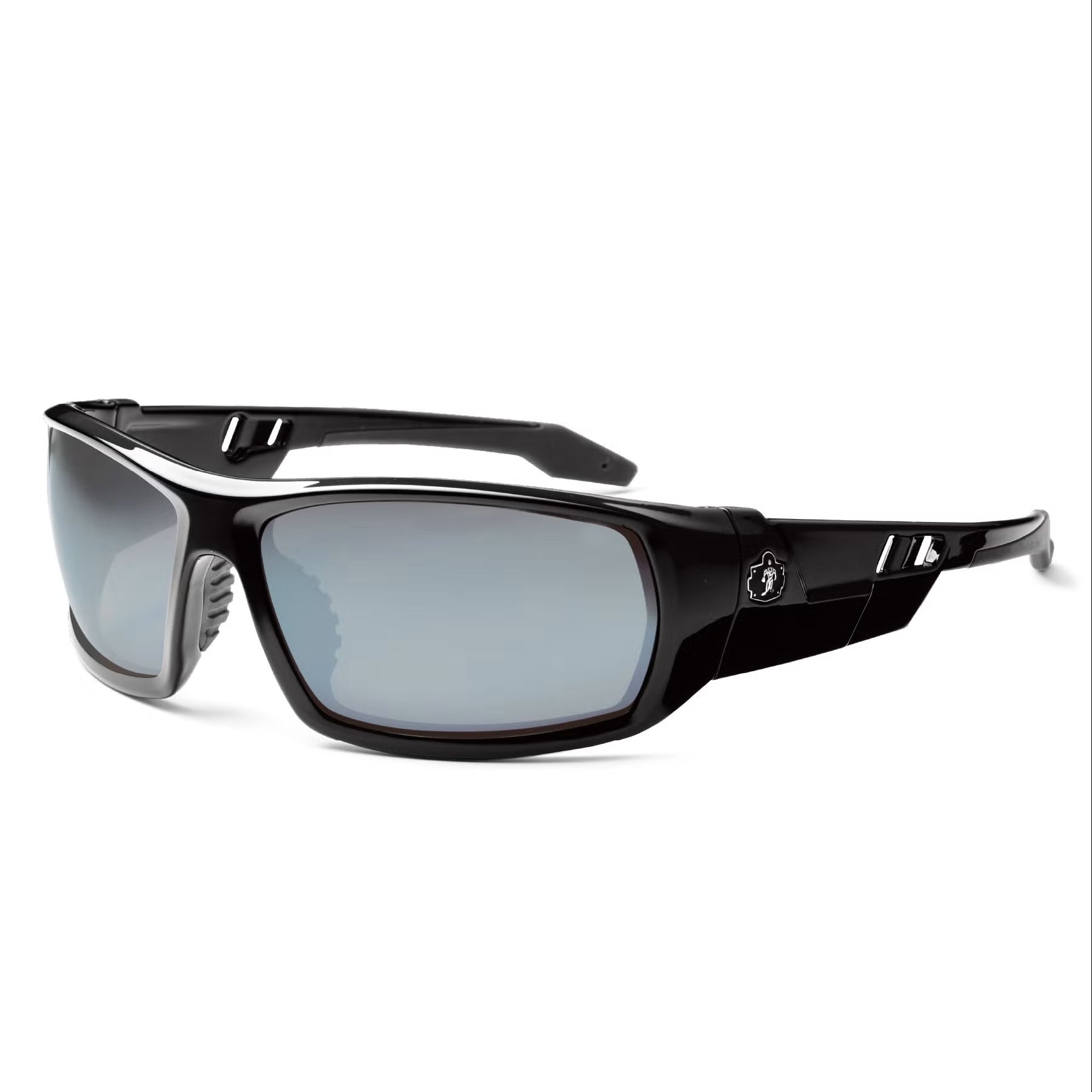 Ergodyne - Skullerz ODIN Safety Glasses, Sunglasses - Silver Mirror Lens Black Frame
