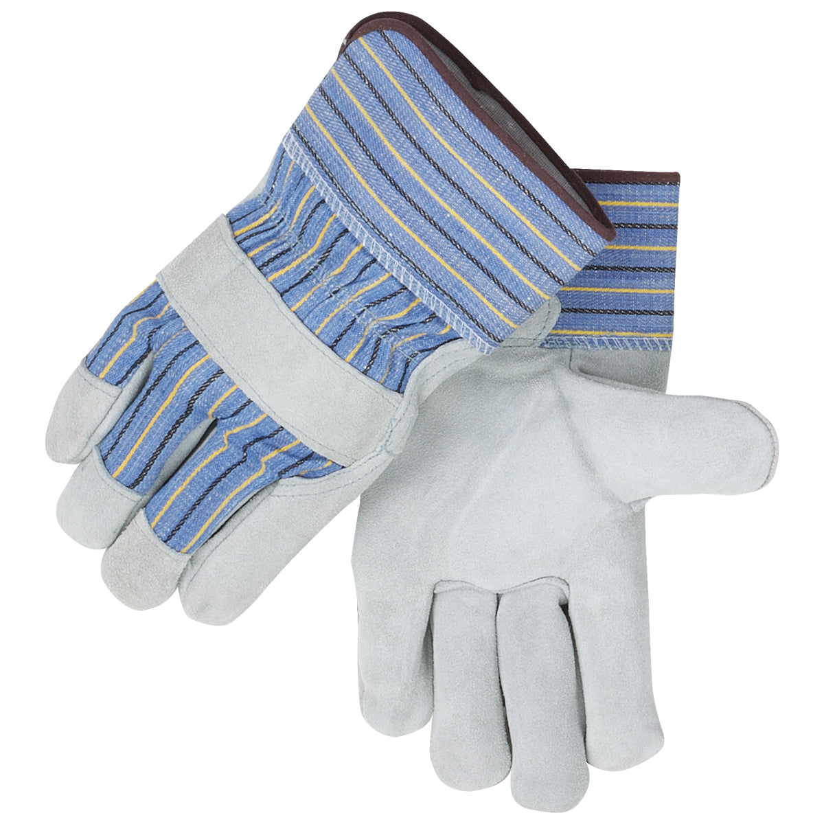 Black Stallion Sel Shlder Split Cowhide--Strap Back Standard Leather Palm Work Gloves - 5AB